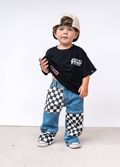 PREORDER Checkered Patch Baggy Jeans