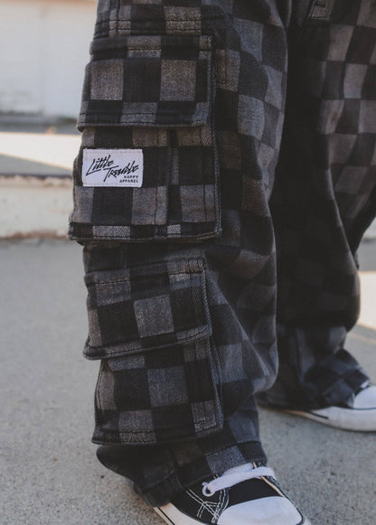 PREORDER Checkered Baggy Black Jeans